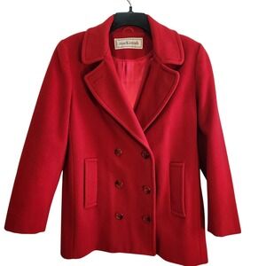 Mackintosh Red Wool Double Breasted Peacoat Made in USA Women's Size M Vintage